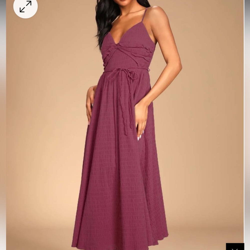 Lulu's Mauve Pink Spaghetti-Strap Midi Dress